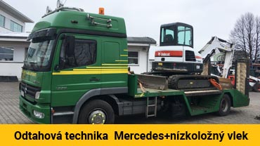 Odtahová technika  Mercedes+nízkoložný vlek